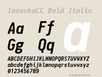 IosevkaCC Bold Italic 1.0.2; ttfautohint (v1.4.1) Font Sample