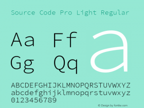 Source Code Pro Light Regular Version 2.010;PS 1.0;hotconv 1.0.84;makeotf.lib2.5.63406; ttfautohint (v1.4.1) Font Sample