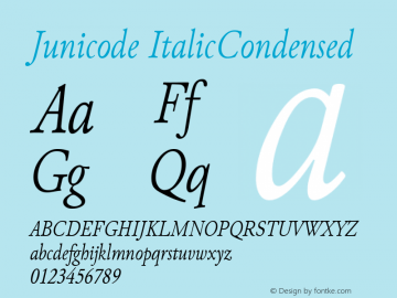 Junicode ItalicCondensed Version 0.6.17图片样张