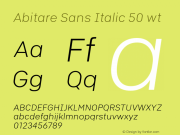 Abitare Sans Italic 50 wt Version 1.500图片样张