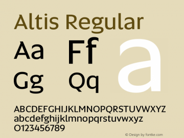 Altis Regular Version 1.000 Font Sample