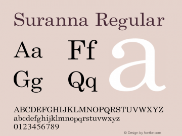 Suranna Regular Version 1.00 October 26, 2012, initial release图片样张