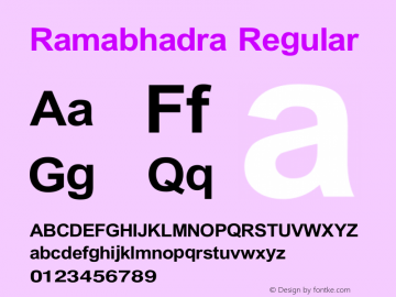 Ramabhadra Regular Version 1.00 October 26, 2012, initial release图片样张