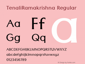 TenaliRamakrishna Regular Version 1.000 Font Sample