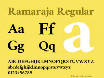 Ramaraja Regular Version 1.00 2012 Font Sample