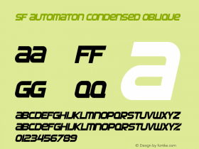 SF Automaton Condensed Oblique ver 1.0; 2000. Font Sample