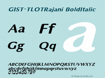 GIST-TLOTRajani BoldItalic 9.0图片样张