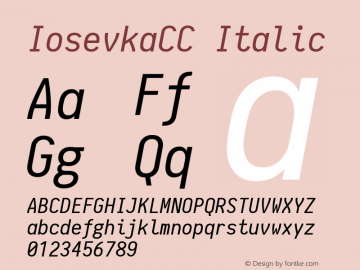 IosevkaCC Italic 1.1.1; ttfautohint (v1.4.1) Font Sample