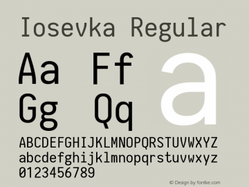 Iosevka Regular 1.1.2; ttfautohint (v1.4.1) Font Sample