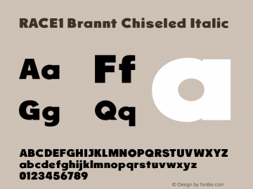 RACE1 Brannt Chiseled Italic 1.000 Font Sample