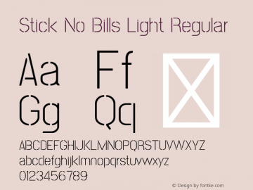 Stick No Bills Light Regular Version 1.191;PS 1.0;hotconv 1.0.86;makeotf.lib2.5.63406图片样张