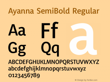 Ayanna SemiBold Regular Version 0.900;PS (version unavailable);hotconv 1.0.86;makeotf.lib2.5.63406 Font Sample