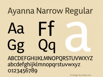 Ayanna Narrow Regular Version 1.000;PS 001.000;hotconv 1.0.70;makeotf.lib2.5.58329图片样张