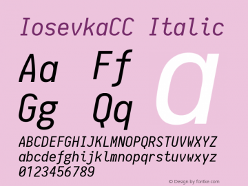 IosevkaCC Italic 1.2.0; ttfautohint (v1.4.1) Font Sample