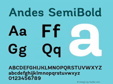 Andes SemiBold Version 1.000 Font Sample