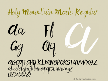 Holy Mountain Mode Regular Version 1.000 Font Sample