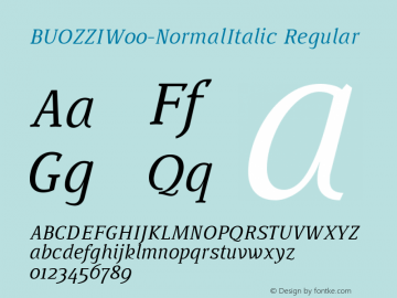 BUOZZIW00-NormalItalic Regular Version 1.00 Font Sample