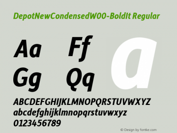 DepotNewCondensedW00-BoldIt Regular Version 2.00 Font Sample