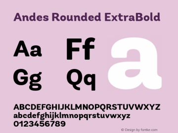 Andes Rounded ExtraBold Version 1.000 Font Sample