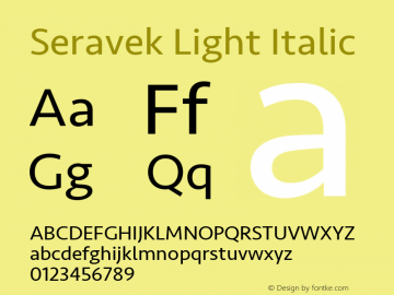 Seravek Light Italic 11.0d1e1 Font Sample