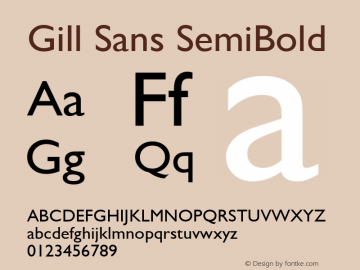 Gill Sans SemiBold 9.0d7e8 Font Sample