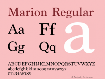 Marion Regular 8.0d5e1 Font Sample