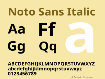 Noto Sans Italic Version 1.05 uh Font Sample