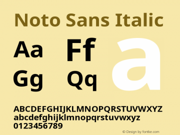 Noto Sans Italic Version 1.05 uh图片样张