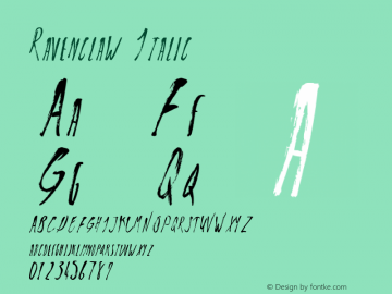 Ravenclaw Italic Version 1.00 December 13, 2015, initial release图片样张