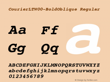 CourierLTW00-BoldOblique Regular Version 2.00 Font Sample