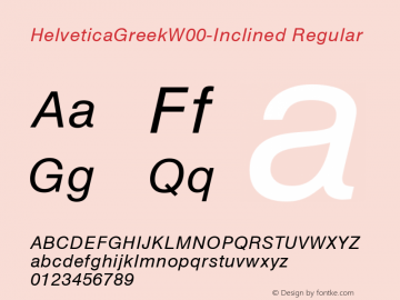 HelveticaGreekW00-Inclined Regular Version 1.00图片样张