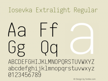Iosevka Extralight Regular 1.4.0; ttfautohint (v1.4.1)图片样张
