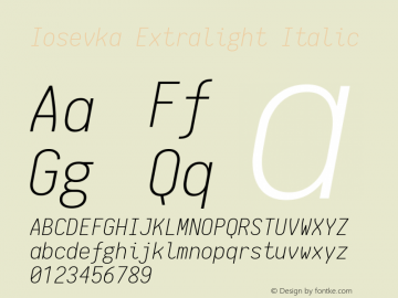 Iosevka Extralight Italic 1.4.0; ttfautohint (v1.4.1)图片样张