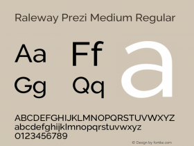 Raleway Prezi Medium Regular Version 3.100;PS 003.100;hotconv 1.0.70;makeotf.lib2.5.58329 Font Sample