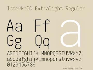 IosevkaCC Extralight Regular 1.4.1; ttfautohint (v1.4.1) Font Sample