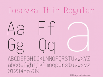 Iosevka Thin Regular 1.4.1; ttfautohint (v1.4.1) Font Sample