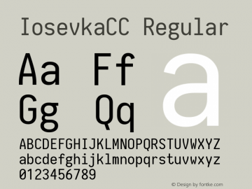 IosevkaCC Regular 1.4.1; ttfautohint (v1.4.1) Font Sample