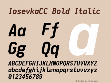 IosevkaCC Bold Italic 1.4.1; ttfautohint (v1.4.1) Font Sample