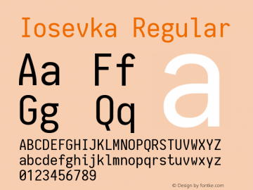 Iosevka Regular 1.4.1; ttfautohint (v1.4.1) Font Sample