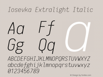 Iosevka Extralight Italic 1.4.1; ttfautohint (v1.4.1)图片样张
