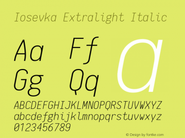 Iosevka Extralight Italic 1.4.1; ttfautohint (v1.4.1)图片样张