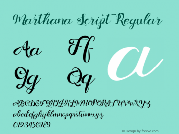 Marthana Script Regular Version 1.000 Font Sample