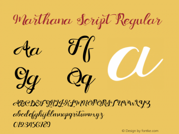 Marthana Script Regular Version 1.000 Font Sample