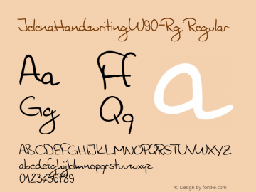 JelenaHandwritingW90-Rg Regular Version 1.00 Font Sample