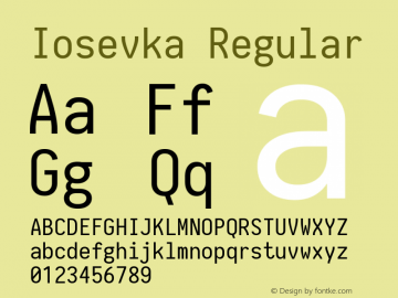 Iosevka Regular 1.4.2; ttfautohint (v1.4.1) Font Sample