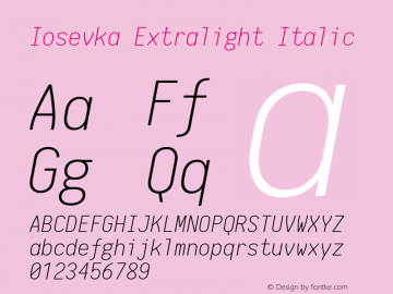 Iosevka Extralight Italic 1.4.2; ttfautohint (v1.4.1)图片样张