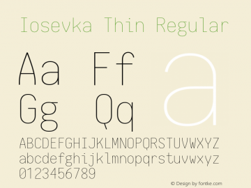 Iosevka Thin Regular 1.4.2; ttfautohint (v1.4.1) Font Sample