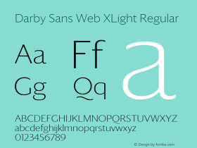 Darby Sans Web XLight Regular Version 1.1 2014 Font Sample