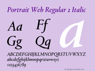 Portrait Web Regular 2 Italic Version 1.1 2013 Font Sample