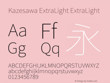 Kazesawa ExtraLight ExtraLight Kazesawa-20151218062427 Font Sample